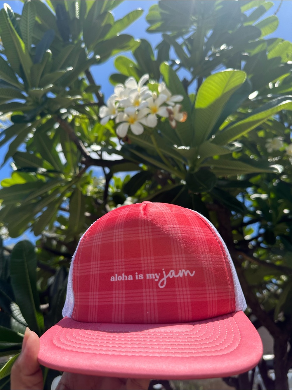 aloha is my jam Pink Trucker Hat
